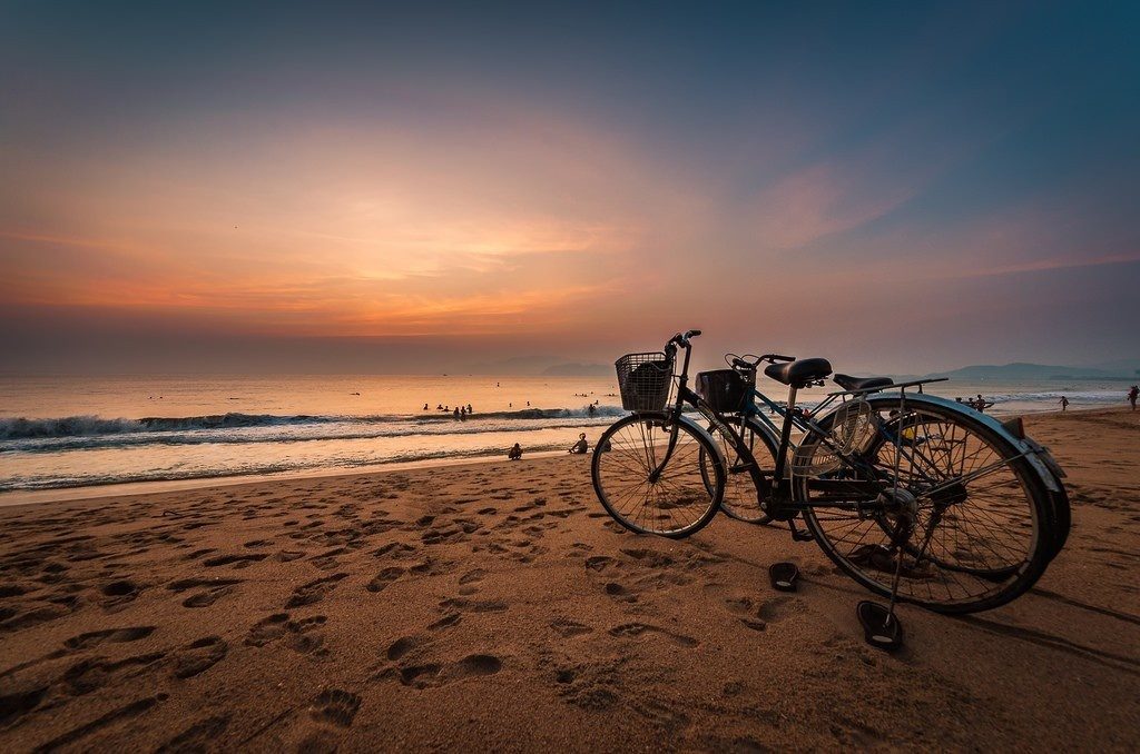 Beautiful Nha Trang beach in Vietnam at night for honeymoon