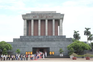 An endless stream of tourists wait to get to visit President Ho